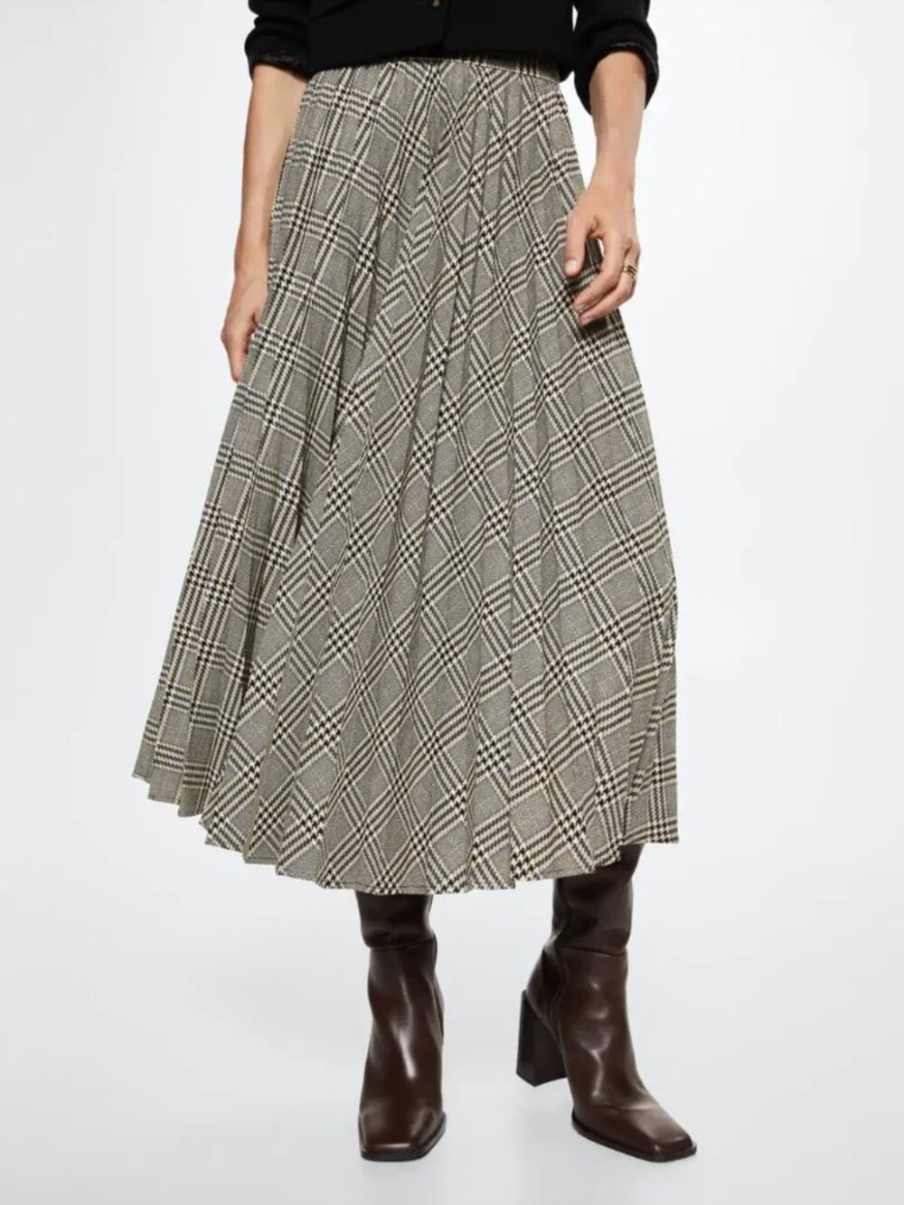 MANGO Checked Pleated Skirt - Picture 1 of 9